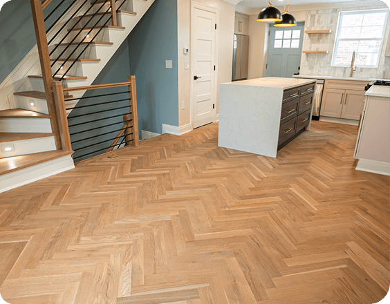Herringbone hardwood flooring detail