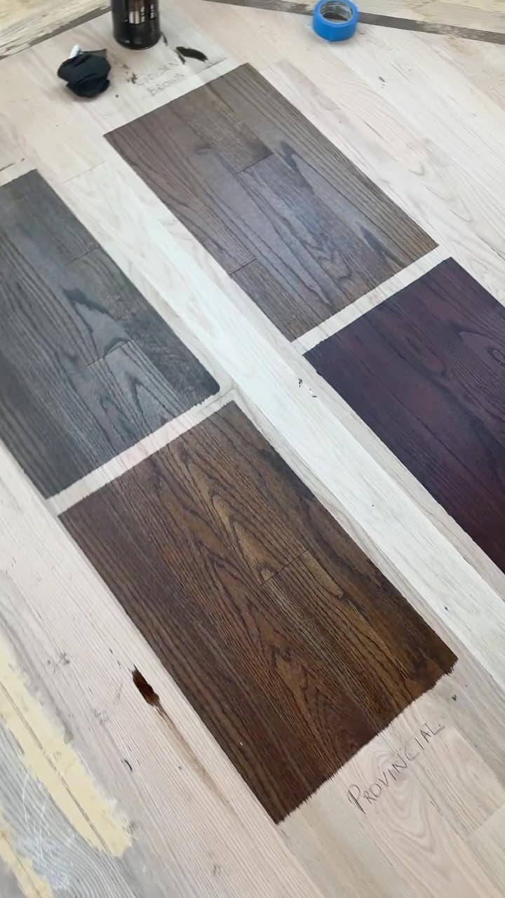 ✨ From worn out floors to a beautiful new look! 🪵 Watch the hardwood floor refinishing process, from sanding away the old finish to applying a fresh stain and protective coatin...
